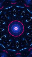 Blue and black abstract background with circular design. Kaleidoscope VJ loop Vertical video