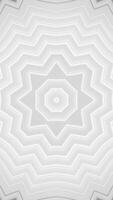 White and gray abstract background with star pattern. Kaleidoscope VJ loop Vertical video