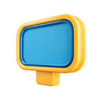 Yellow and Blue 3D Signboard Illustration on Transparent Background rendered png