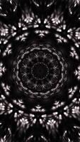 Black and white photo of circular object with circular design. Kaleidoscope VJ loop Vertical video