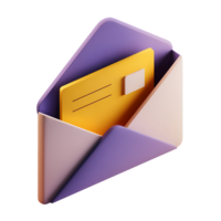 Stylized Envelope with Letter Illustration on Transparent Background render envelope png