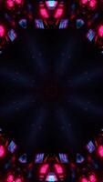 Blue and red abstract design with black background. Kaleidoscope VJ loop Vertical video