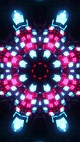 Circular pattern with blue light in the middle. Kaleidoscope VJ loop Vertical video