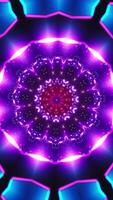 Colorful circular pattern with lights in the middle of it. Kaleidoscope VJ loop Vertical video