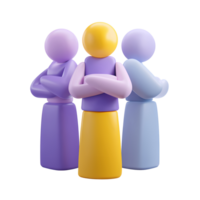 Three Stylized Figures Standing Together with Arms Crossed on Transparent Background png