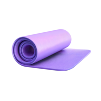 Rolled Purple Yoga Mat Fitness Equipment on Transparent Background partially png