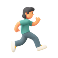 Cartoon Man Running Illustration in 3D Style on Transparent Background png