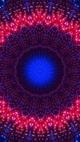 blå och röd blomma med psychedelic mönster. kalejdoskop vj slinga vertikal video
