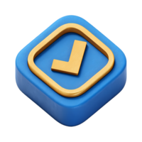 Blue and Gold Check Mark Icon on Transparent Background rendering png
