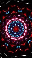 Red and blue circular pattern with lights. Kaleidoscope VJ loop Vertical video