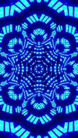 Blue abstract pattern with circular design. Kaleidoscope VJ loop Vertical video