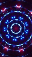 Circular light pattern with blue and red lights. Kaleidoscope VJ loop Vertical video