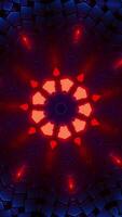 Blue and red abstract pattern with bright light. Kaleidoscope VJ loop Vertical video
