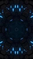 Honeycomb Kaleidoscope Pattern in Blue and Black. Looped Animation Vertical video