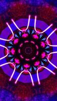 Red and white circular pattern with lights. Kaleidoscope VJ loop Vertical video