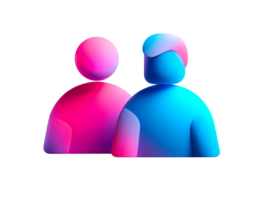 3D Gradient User Icons on Transparent Background Two vibrant user png