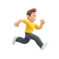 3D Cartoon Man Running Animation on Transparent Background cheerful cartoon png