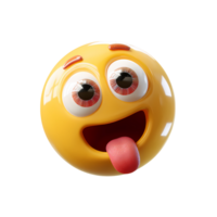 Funny Yellow Emoji Sticking Out Tongue on Transparent Background png