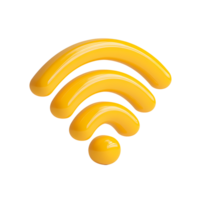 Yellow Wifi Symbol 3D Render on Transparent Background png