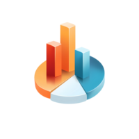 Isometric Pie Chart with Bar Graph on transparent background png