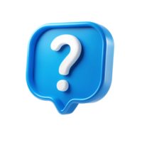 Blue speech bubble with white question mark on transparent background png