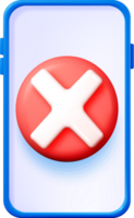 3D Phone Icon with Red Cancel Button Design png