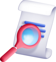 3D Magnifying Glass Over Document Illustration png