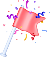 Colorful 3D Flag Surrounded by Celebration Confetti png