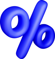 Vibrant 3D Blue Percentage Symbol Design png