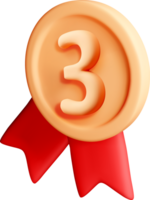 3D Medal with Red Ribbon for Achievement png