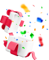 Colorful 3D Gift Box with Confetti Explosion png