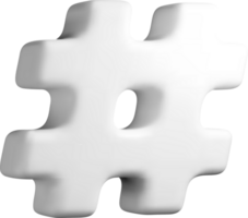 3D White Hashtag Symbol on a Simple Background png
