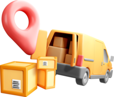 3D Delivery Van with Package Elements png