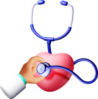 3D Heart Examination with Stethoscope Illustration png