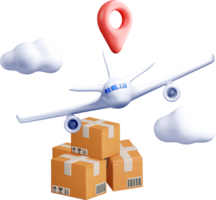3D Airplane Delivering Packages in Transit png