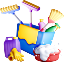 Colorful Cleaning Tools in a 3D Arrangement png