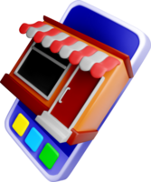 3D Mobile Storefront Icon Design Concept png