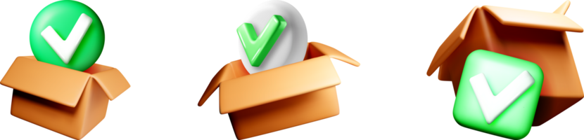 3D Checkmarks in Open Boxes Illustration png
