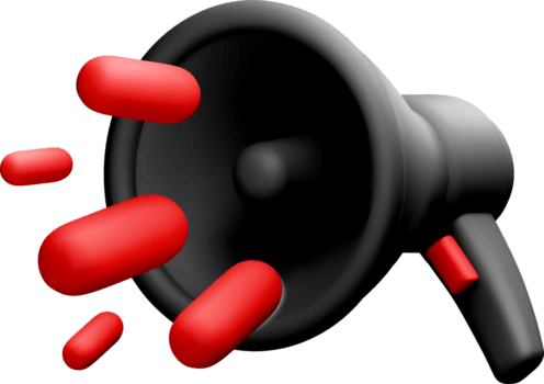 3D Megaphone with Dynamic Red Sound Waves png