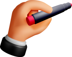 3D Render of a Hand Holding a Marker Pen png
