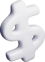 3D White Dollar Symbol for Financial Themes png