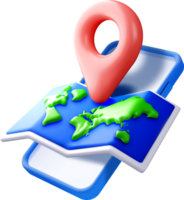 3D Mobile Map with Location Pin Design png
