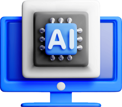3d ai concetto con computer e circuito design png