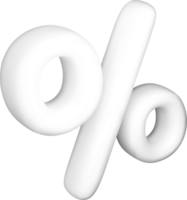 3D White Percentage Sign on Plain Background png