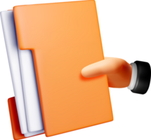 3D Illustration of a Hand Holding Folders png