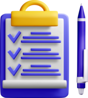 3D Checklist with Pen for Task Management png
