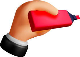 3D Hand Holding a Red Marker Illustration png