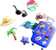 Colorful 3D Travel Accessories and Symbols png