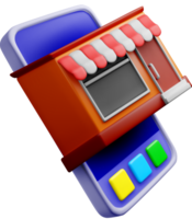Colorful 3D Storefront on Mobile Interface png
