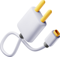 Realistic 3D Electrical Plug with Cord Design png
